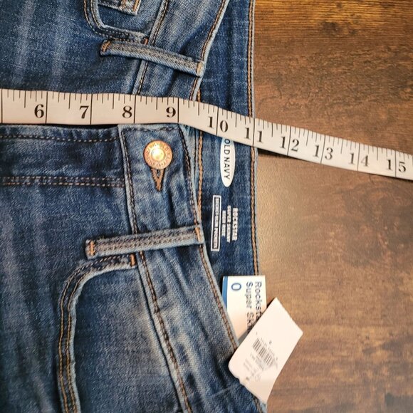 Old Navy Jeans Size 0 Rockstar Super Skinny High Rise Tummy Control Ripped NWT - Picture 8 of 10